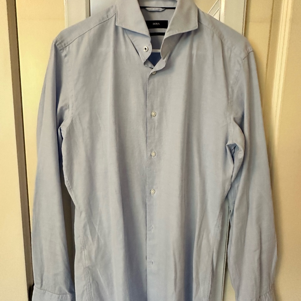 Boss Blue Dress Shirt Long-Sleeved Button-Down